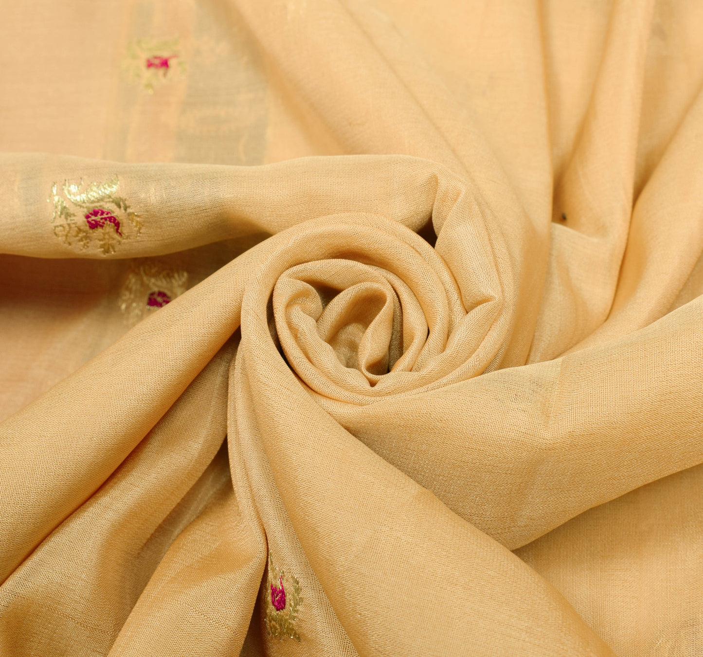 Sushila Vintage Peach 100% Pure Silk Saree Banarasi Zari Brocade Sari Fabric