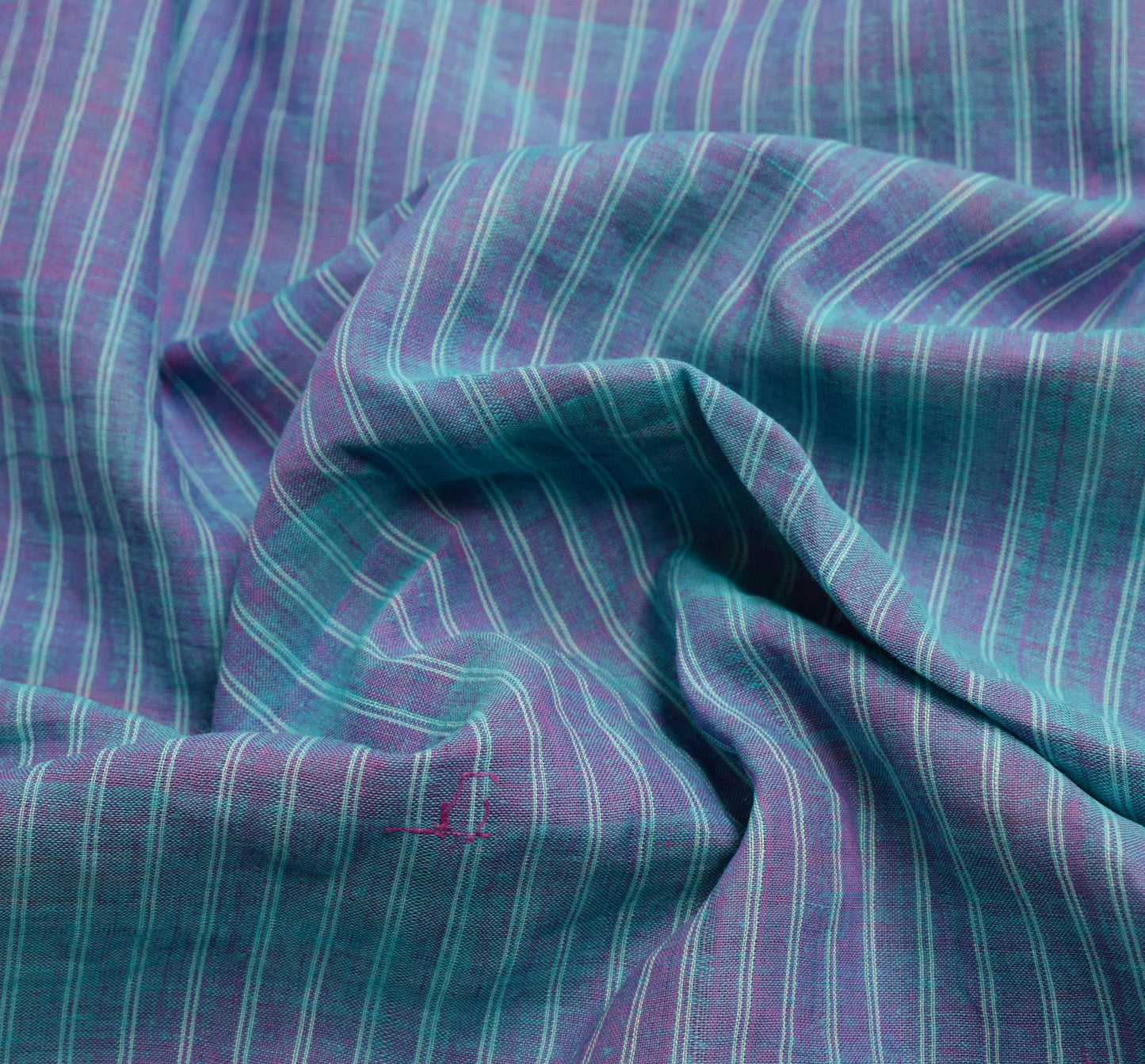 Sushila Vintage Aqua Blue Saree 100% Pure Cotton Hand Woven Sari Craft Fabric