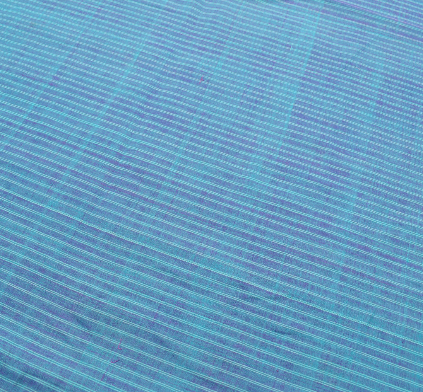 Sushila Vintage Aqua Blue Saree 100% Pure Cotton Hand Woven Sari Craft Fabric