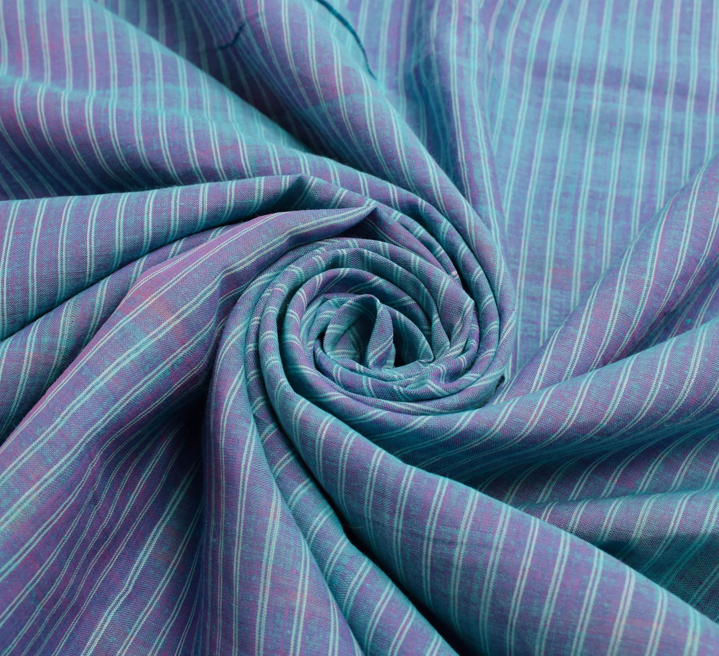 Sushila Vintage Aqua Blue Saree 100% Pure Cotton Hand Woven Sari Craft Fabric
