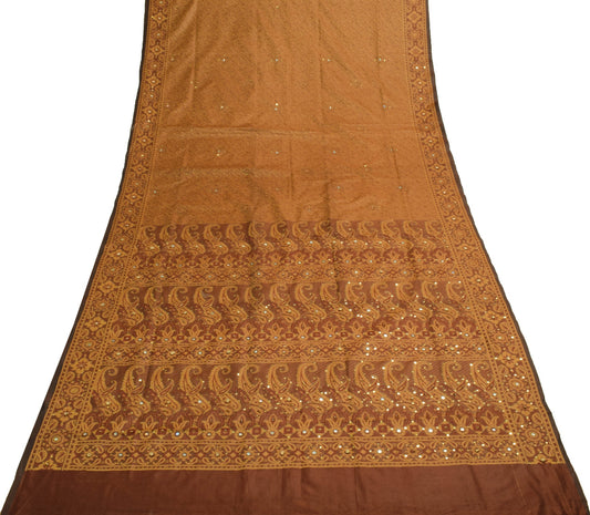 Sushila Vintage Maroon Wedding Silk Saree Woven Aari Work Floral Sari Fabric