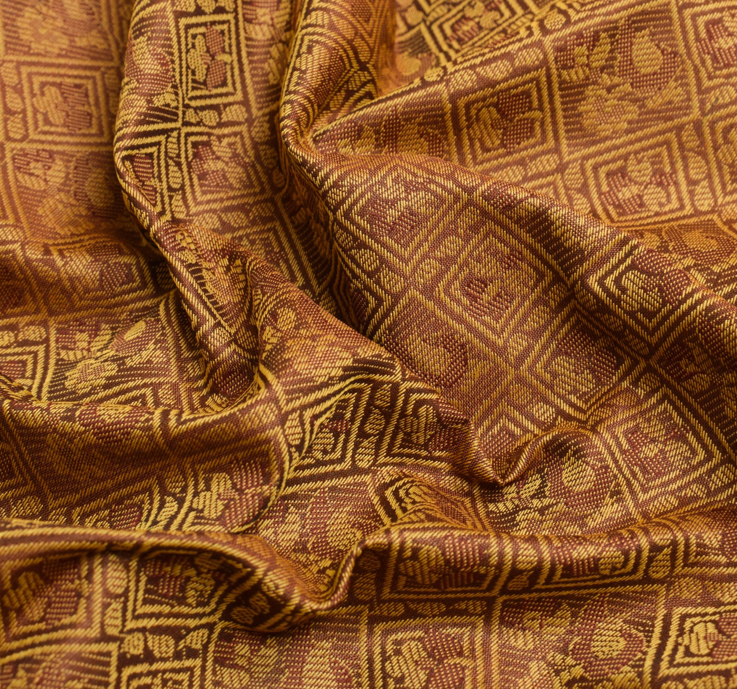 Sushila Vintage Maroon Wedding Silk Saree Woven Aari Work Floral Sari Fabric