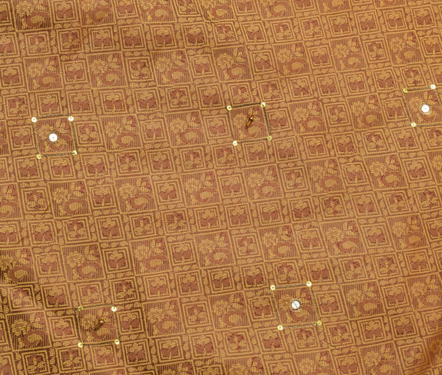 Sushila Vintage Maroon Wedding Silk Saree Woven Aari Work Floral Sari Fabric