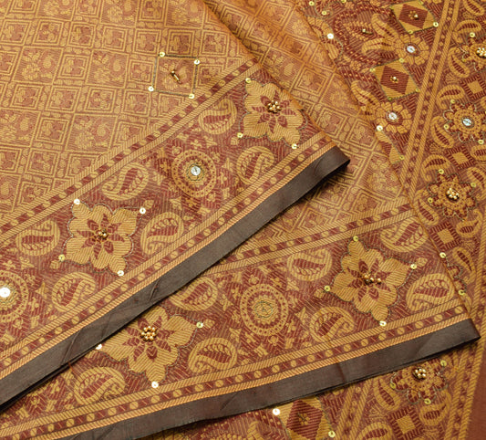 Sushila Vintage Maroon Wedding Silk Saree Woven Aari Work Floral Sari Fabric