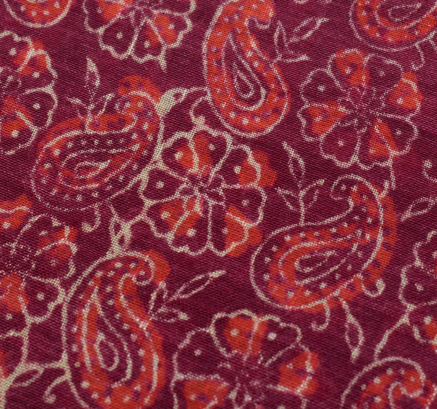 Sushila Vintage Maroon Hand Block Printed Saree Pure Cotton Woven Sari Fabric