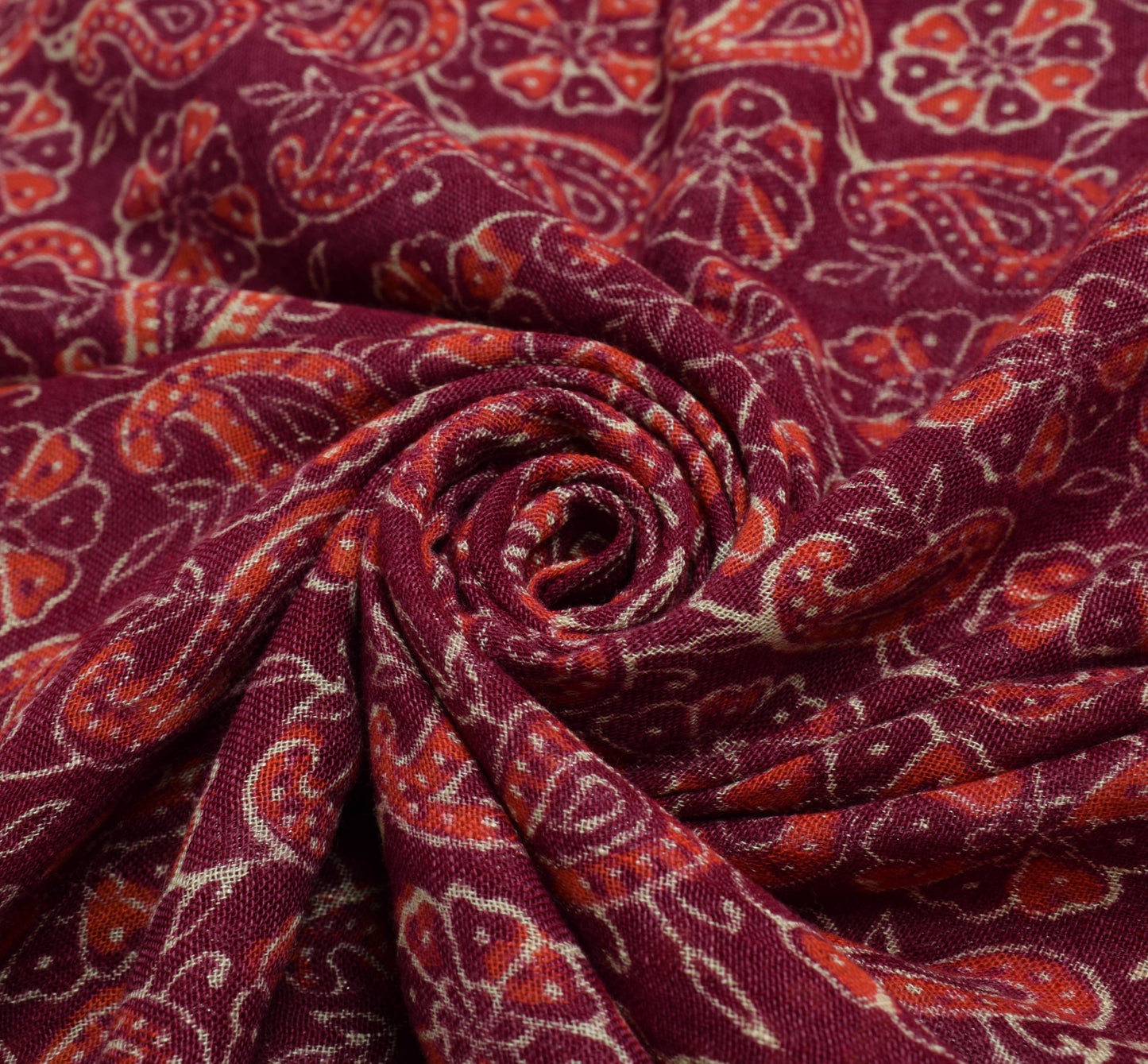 Sushila Vintage Maroon Hand Block Printed Saree Pure Cotton Woven Sari Fabric