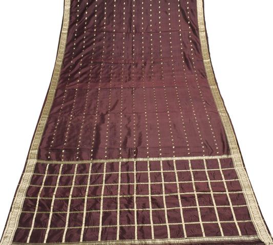 Sushila Vintage Dark Maroon 100% Pure Silk Saree Zari Brocade Classy Sari Fabric