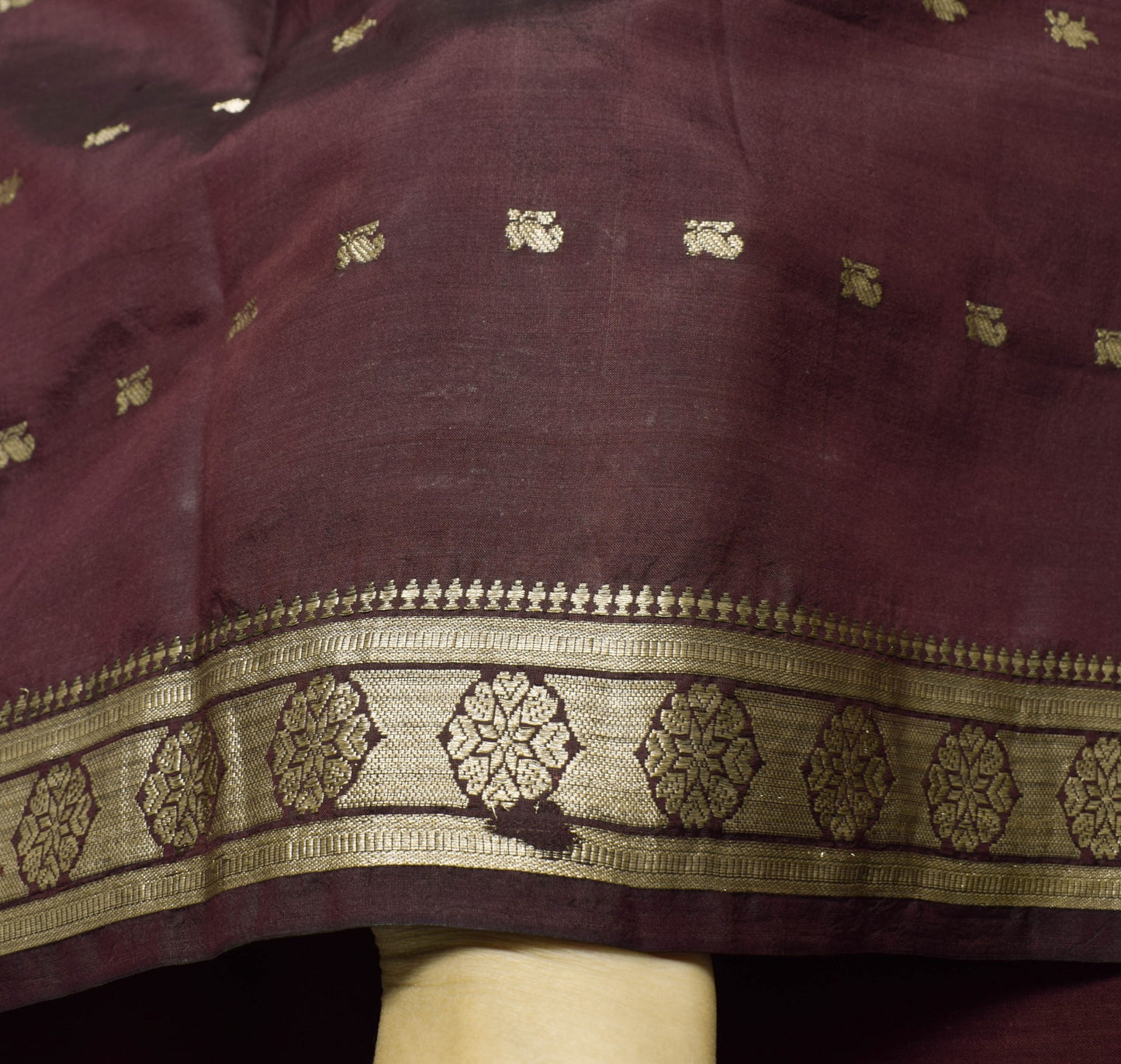 Sushila Vintage Dark Maroon 100% Pure Silk Saree Zari Brocade Classy Sari Fabric