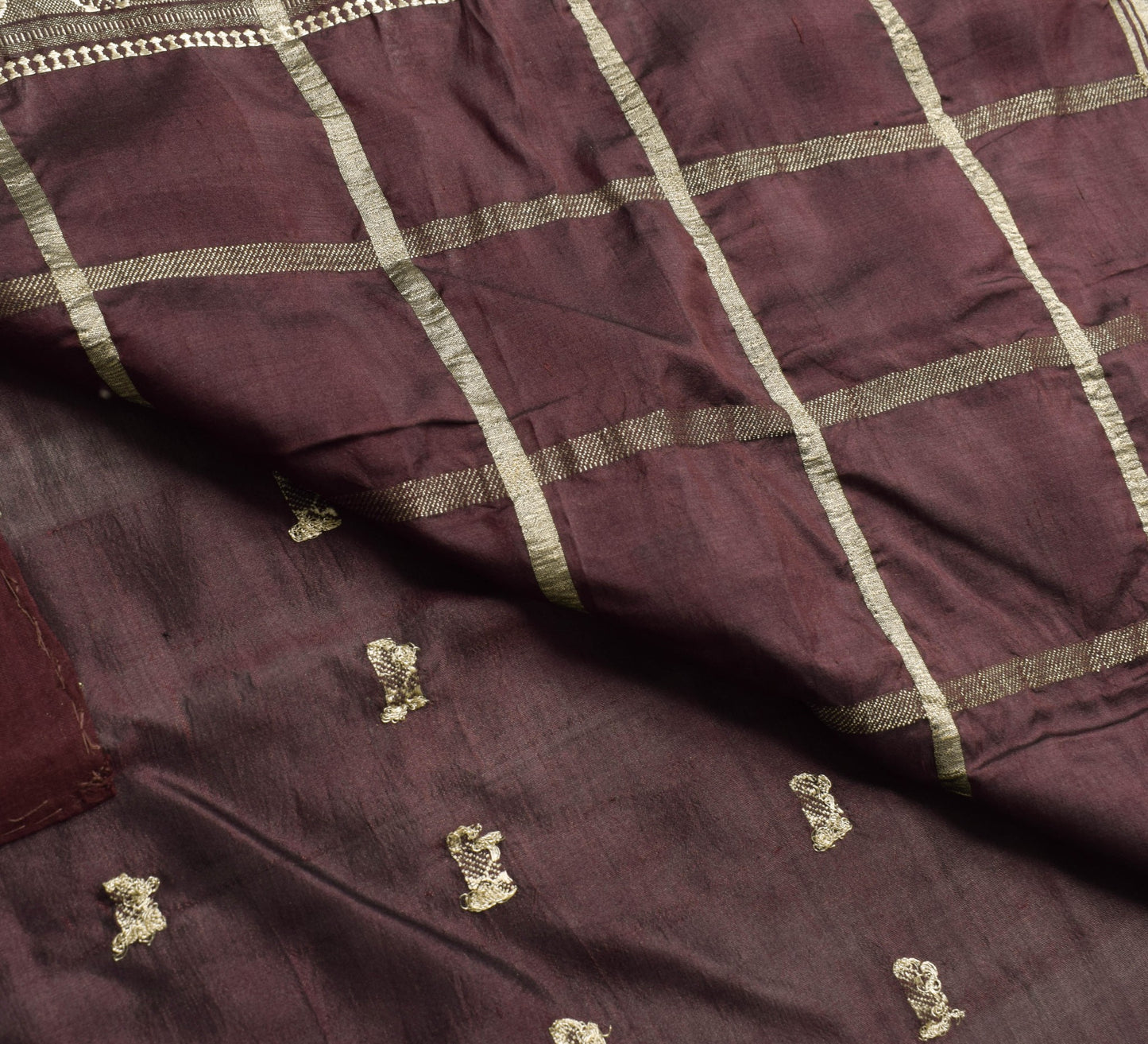 Sushila Vintage Dark Maroon 100% Pure Silk Saree Zari Brocade Classy Sari Fabric