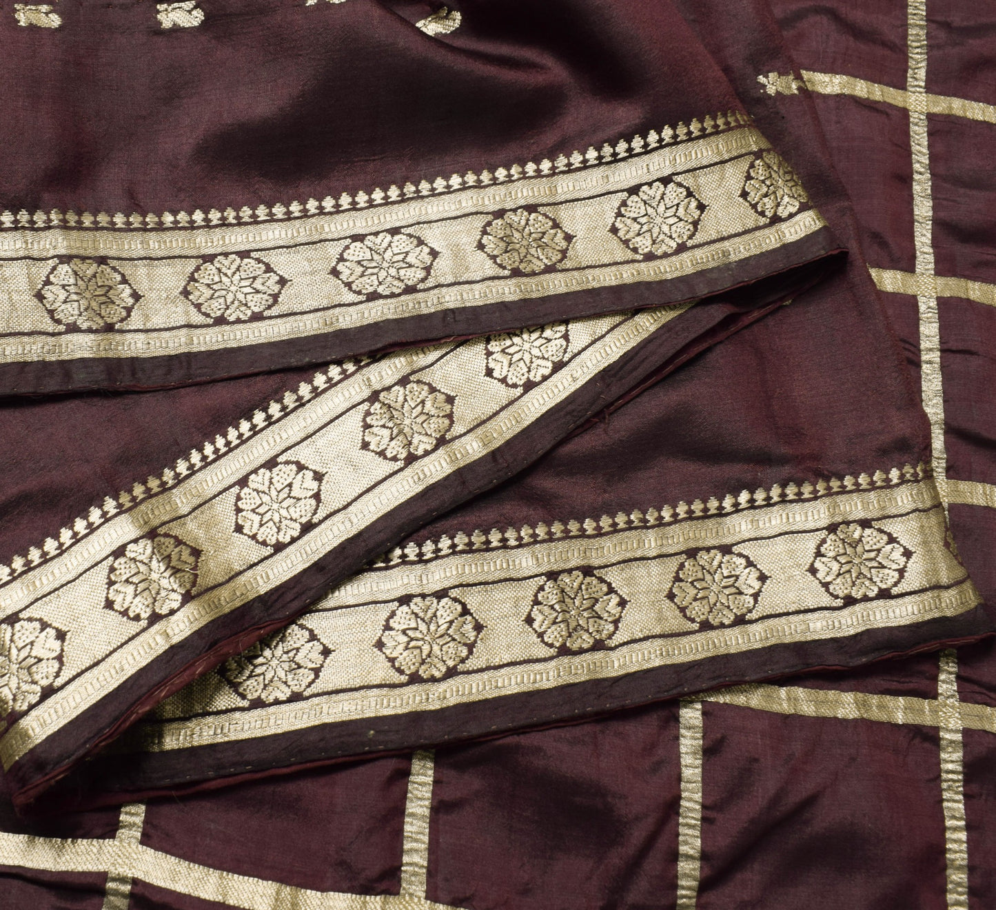 Sushila Vintage Dark Maroon 100% Pure Silk Saree Zari Brocade Classy Sari Fabric
