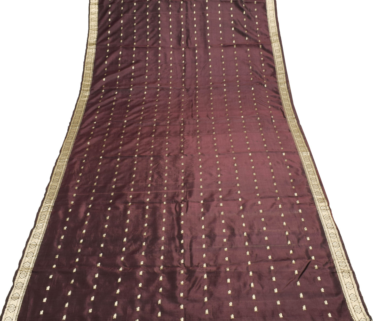 Sushila Vintage Dark Maroon 100% Pure Silk Saree Zari Brocade Classy Sari Fabric