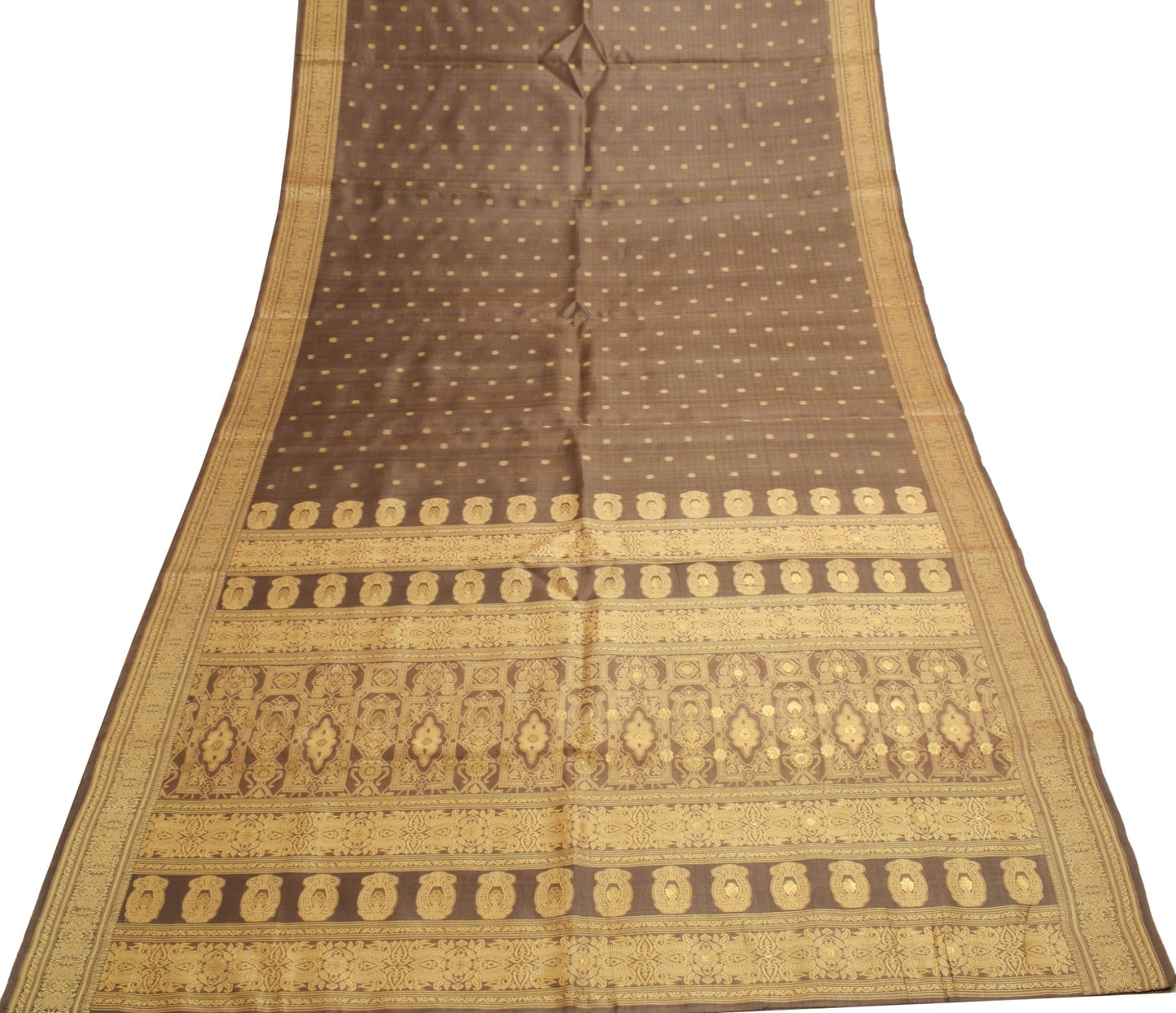 Sushila Vintage Blown 100%Pure Silk Saree All Over Woven Traditionl Sari Fabric