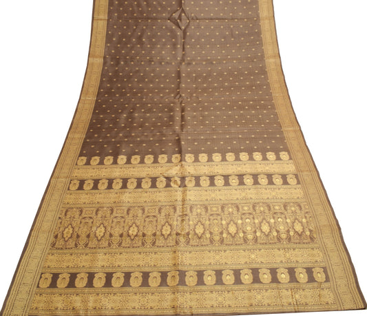 Sushila Vintage Blown 100%Pure Silk Saree All Over Woven Traditionl Sari Fabric