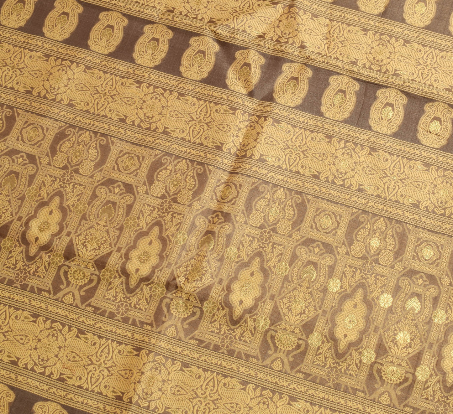 Sushila Vintage Blown 100%Pure Silk Saree All Over Woven Traditionl Sari Fabric