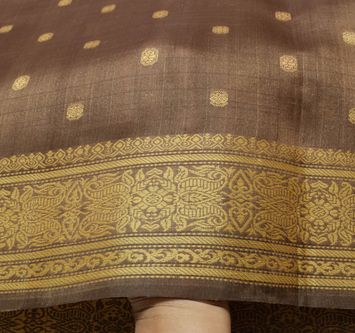 Sushila Vintage Blown 100%Pure Silk Saree All Over Woven Traditionl Sari Fabric