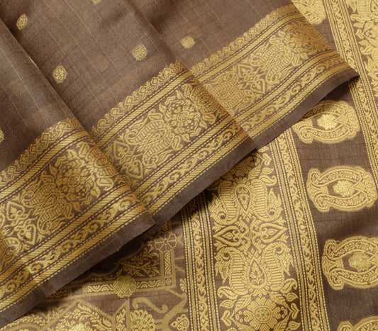 Sushila Vintage Blown 100%Pure Silk Saree All Over Woven Traditionl Sari Fabric