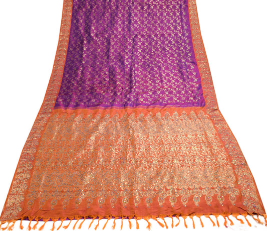 Sushila Vintage Purple Heavy Sarees 100% Pure Silk Woven Dharmavaram Sari Fabric