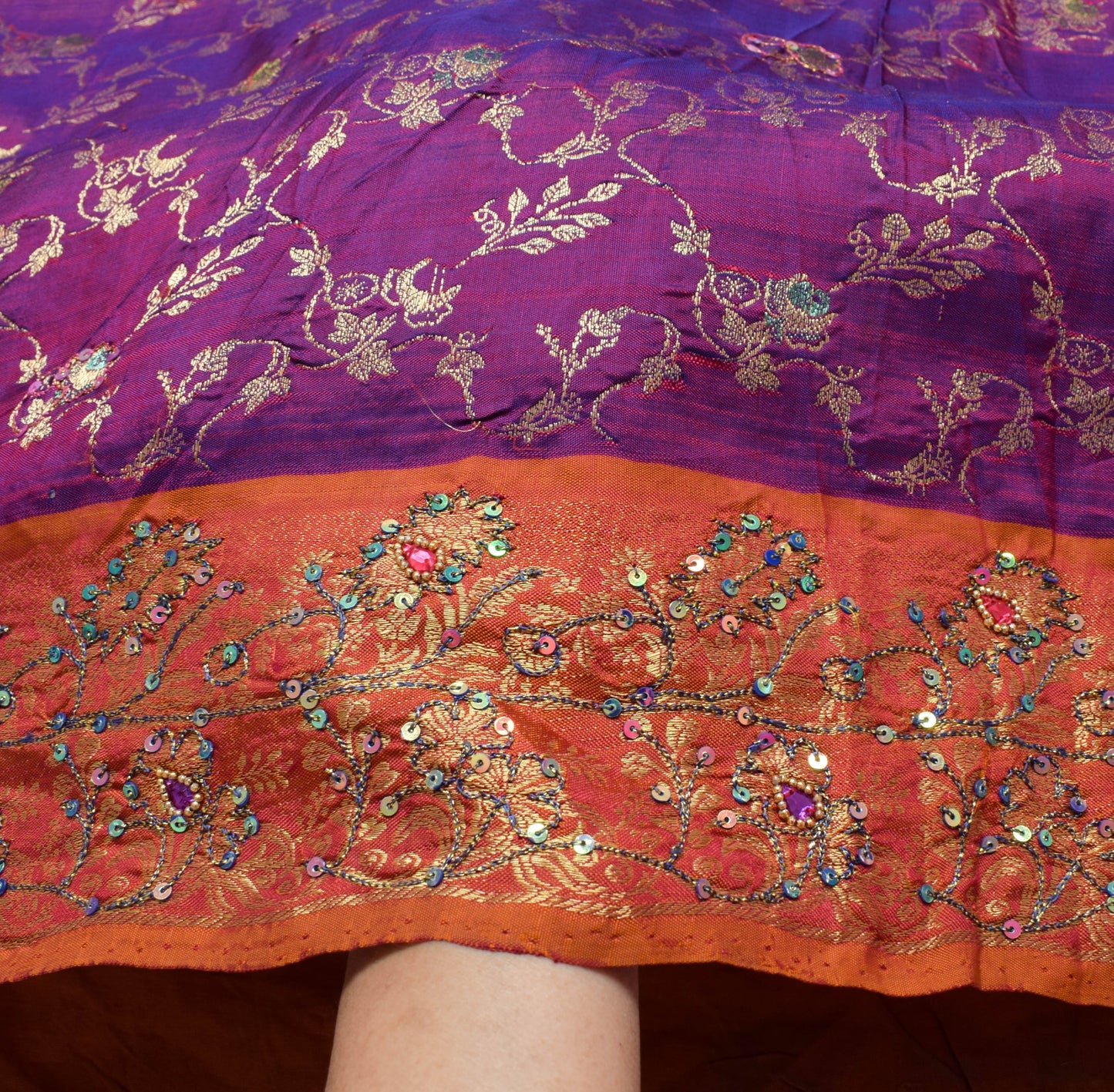 Sushila Vintage Purple Heavy Sarees 100% Pure Silk Woven Dharmavaram Sari Fabric