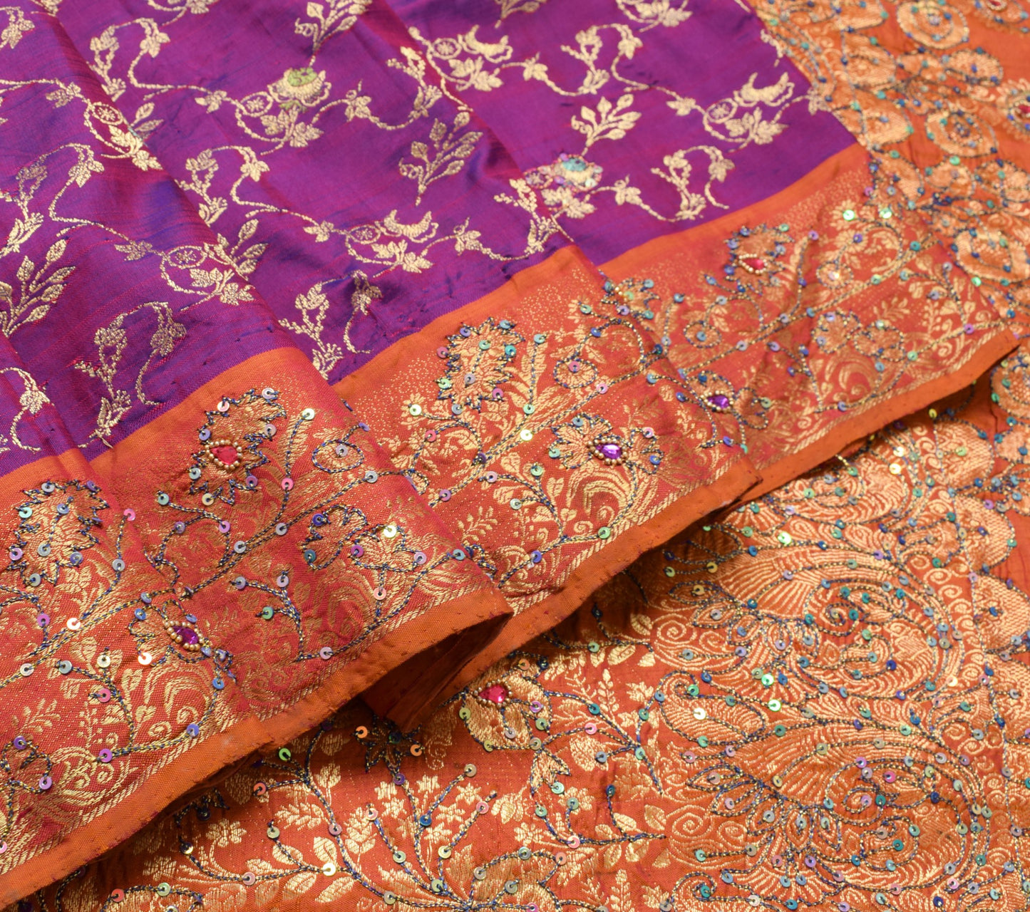 Sushila Vintage Purple Heavy Sarees 100% Pure Silk Woven Dharmavaram Sari Fabric