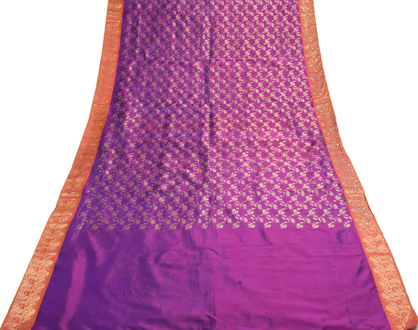 Sushila Vintage Purple Heavy Sarees 100% Pure Silk Woven Dharmavaram Sari Fabric