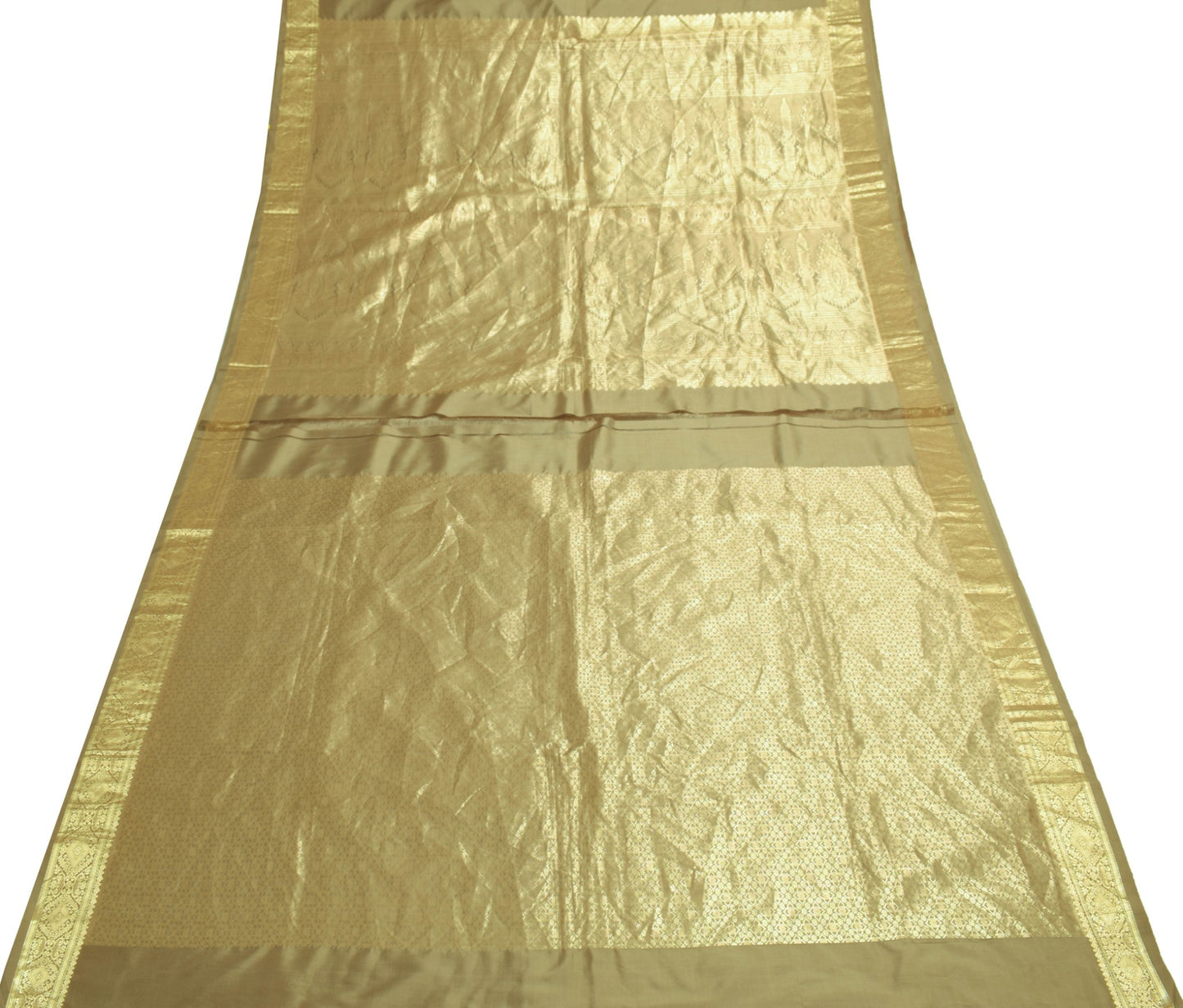 Sushila Vintage Green Pure Silk Saree Zari Brocade Sari with Blouse Fabric