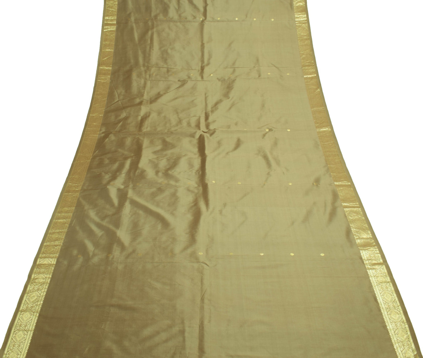Sushila Vintage Green Pure Silk Saree Zari Brocade Sari with Blouse Fabric