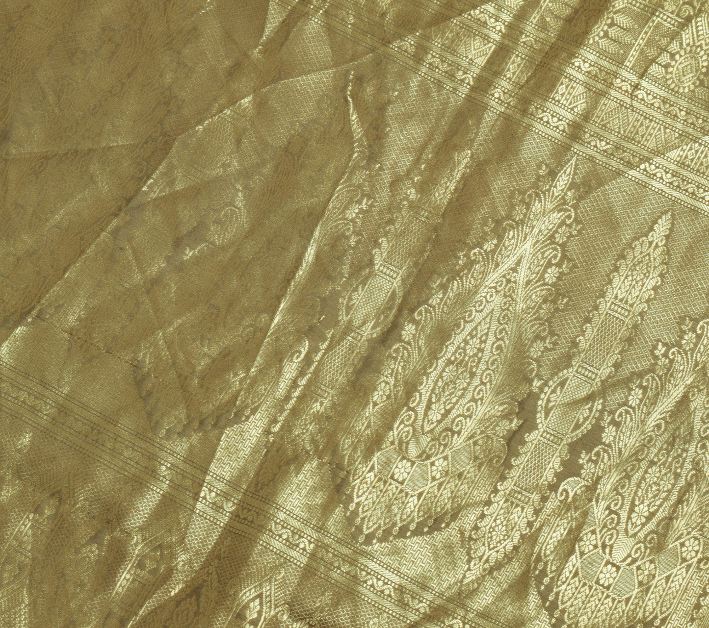 Sushila Vintage Green Pure Silk Saree Zari Brocade Sari with Blouse Fabric