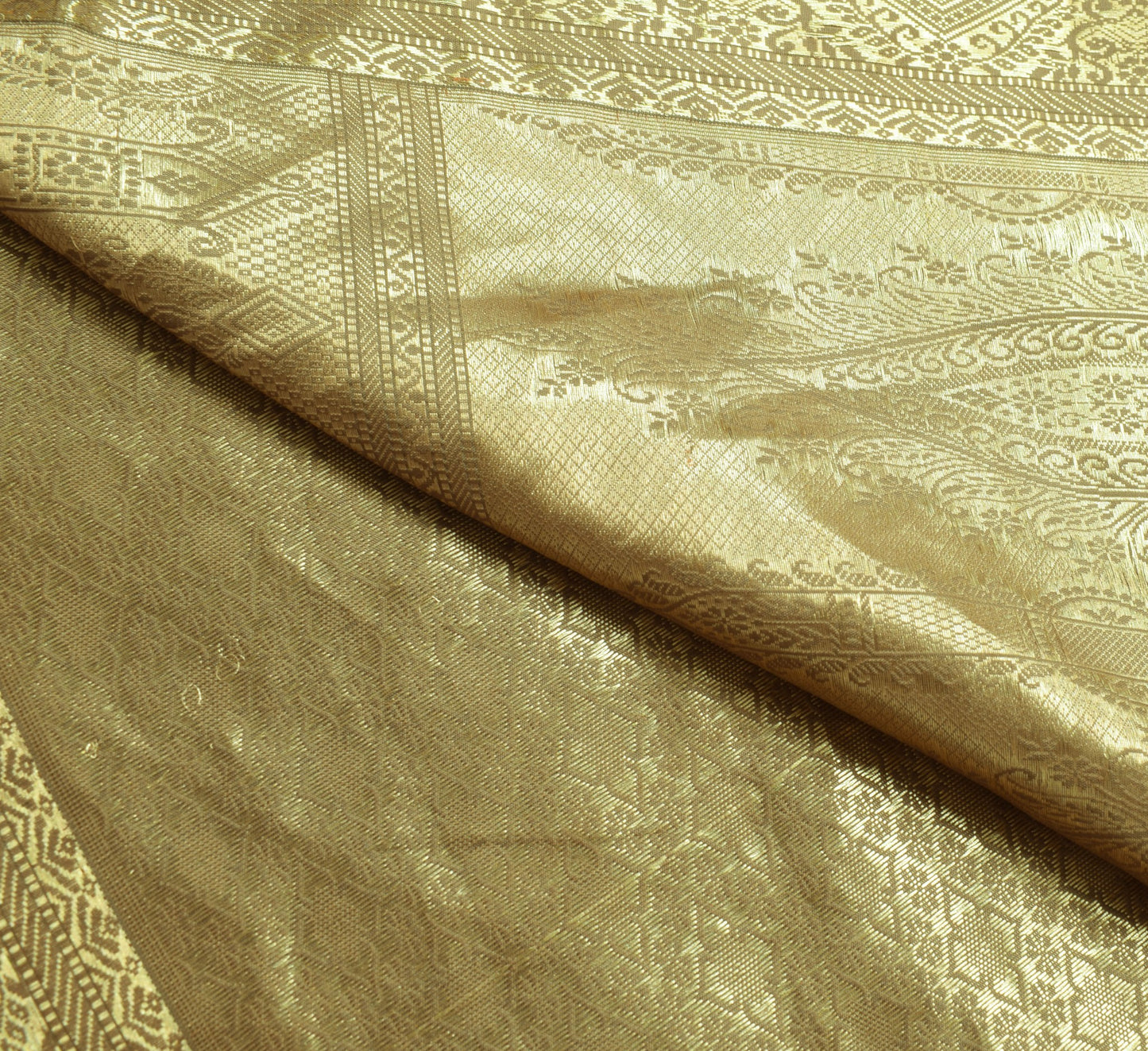 Sushila Vintage Green Pure Silk Saree Zari Brocade Sari with Blouse Fabric