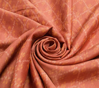 Sushila Vintage  Ikat Patola Saree Hand Woven Peach Pure Silk Sari Craft Fabric