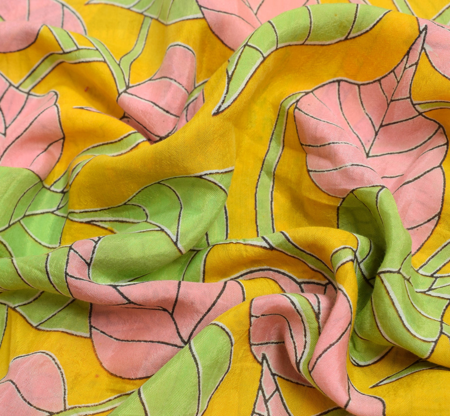Sushila Vintage Yellow Kalamkari Printed Saree 100% Pure Cotton Soft Sari Fabric