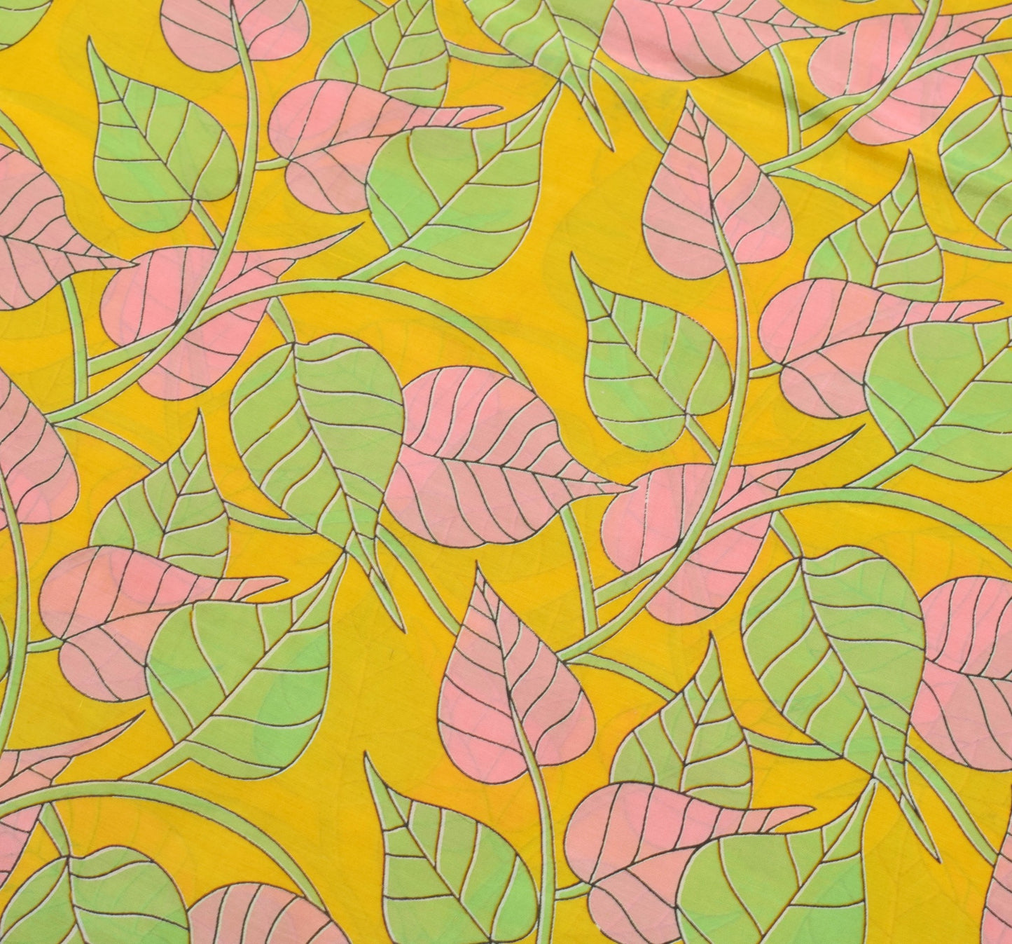 Sushila Vintage Yellow Kalamkari Printed Saree 100% Pure Cotton Soft Sari Fabric