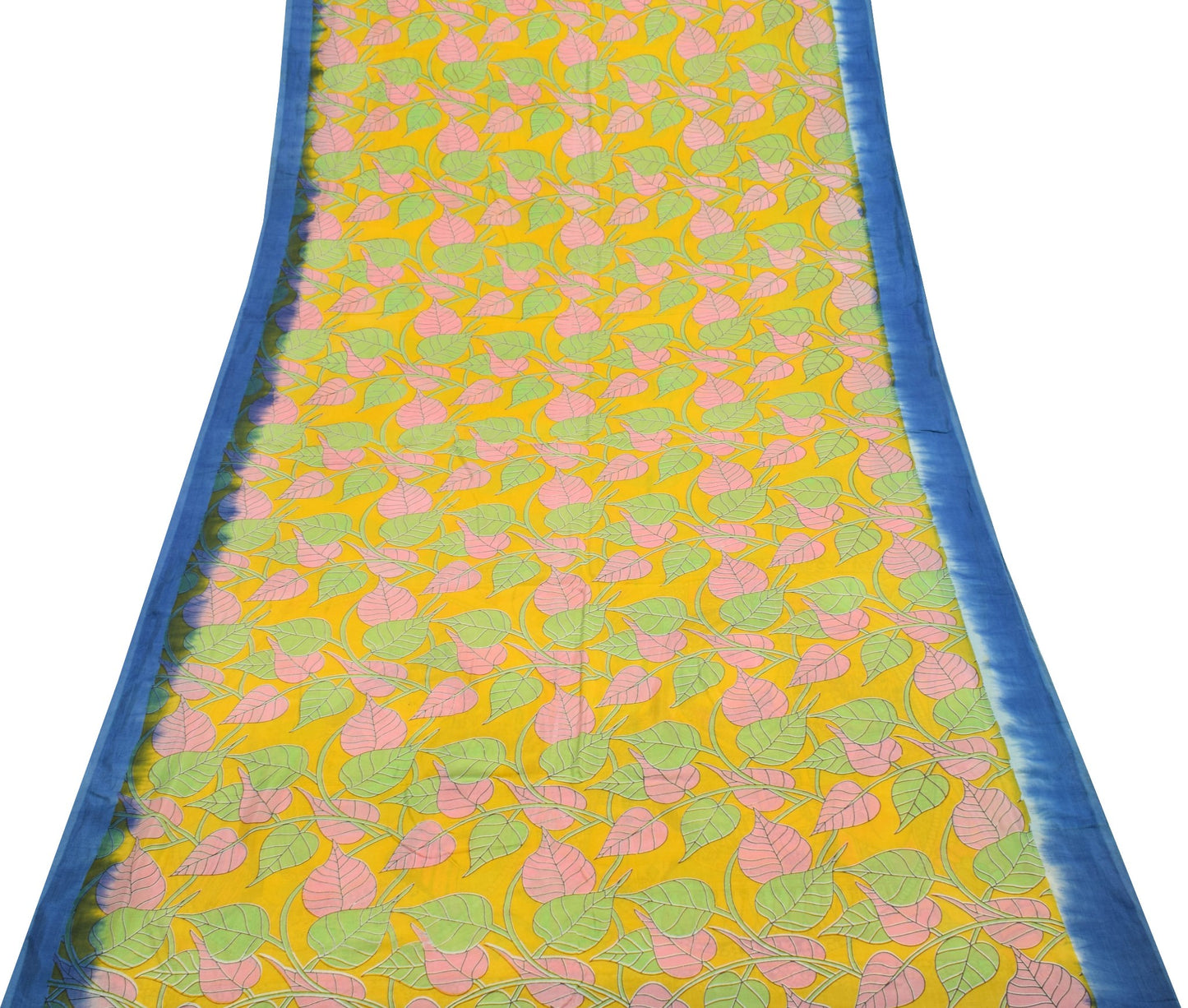 Sushila Vintage Yellow Kalamkari Printed Saree 100% Pure Cotton Soft Sari Fabric