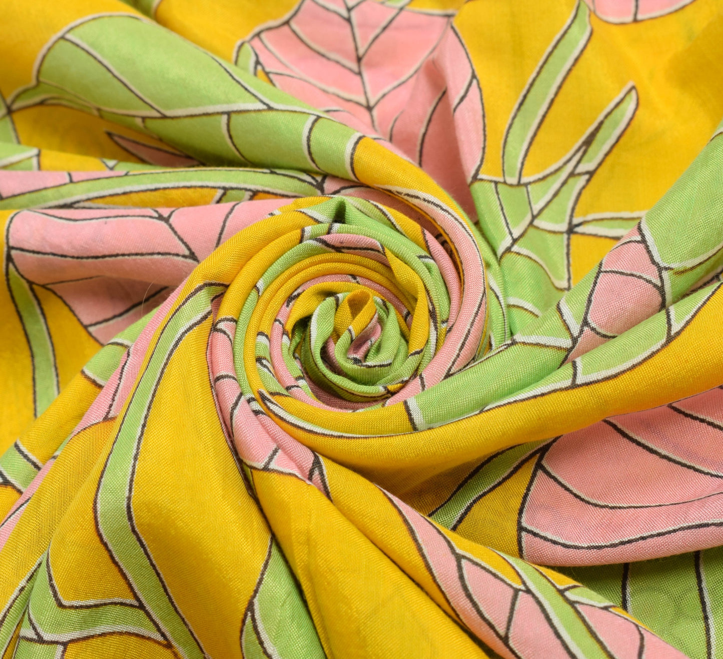 Sushila Vintage Yellow Kalamkari Printed Saree 100% Pure Cotton Soft Sari Fabric