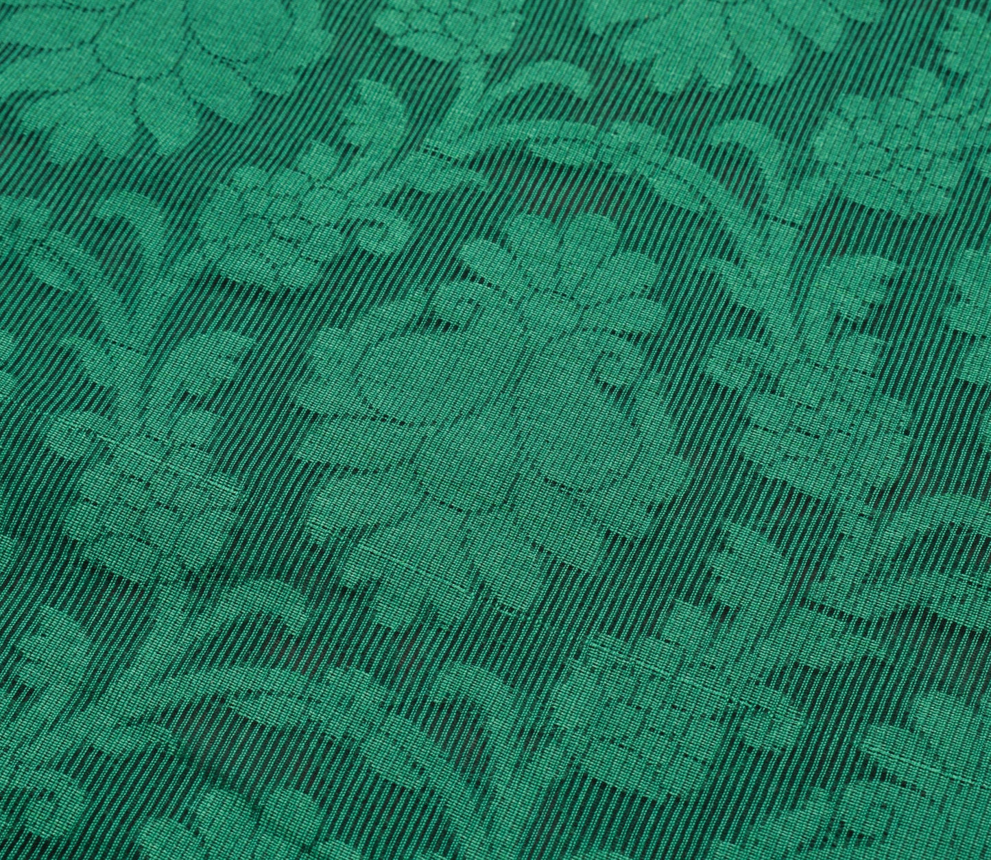 Sushila Vintage Green Patch Work Saree Self Woven Floral Silk Sari Craft Fabric
