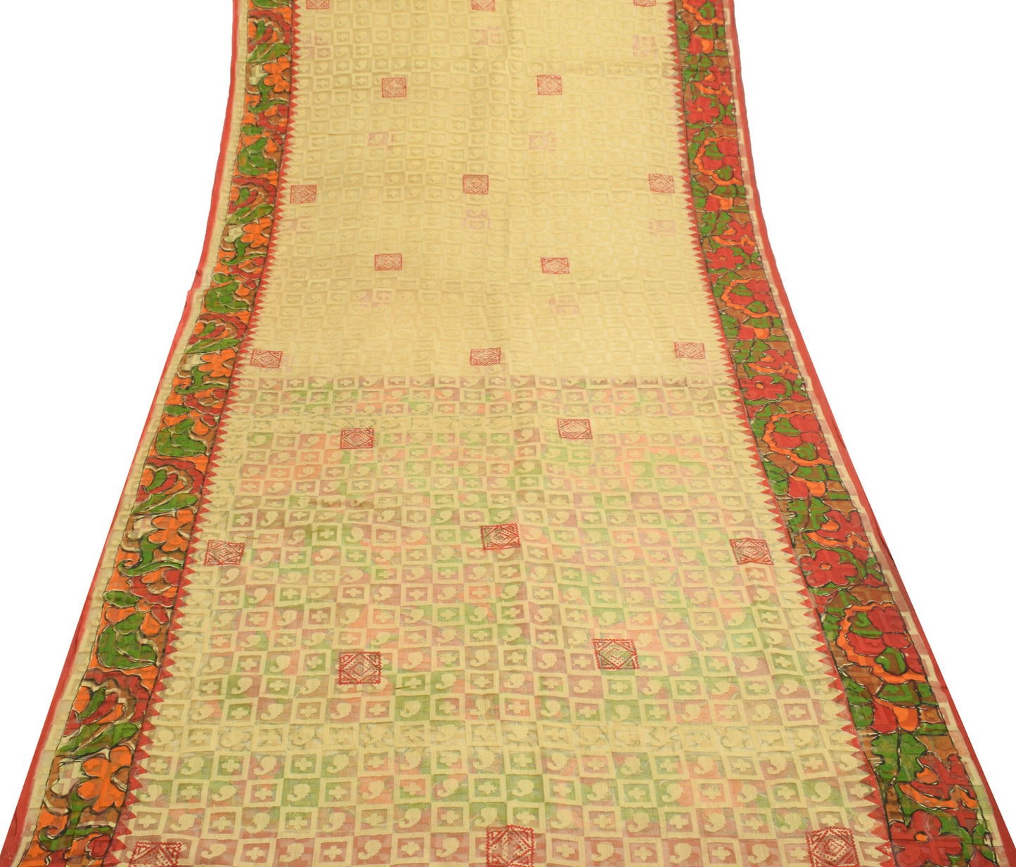 Sushila Vintage Light Brown Woven Saree 100% Pure Silk Printed Sari Craft Fabric