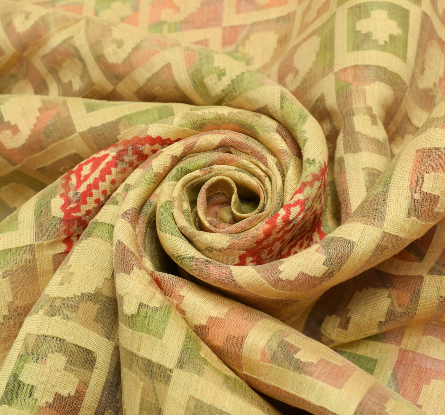 Sushila Vintage Light Brown Woven Saree 100% Pure Silk Printed Sari Craft Fabric