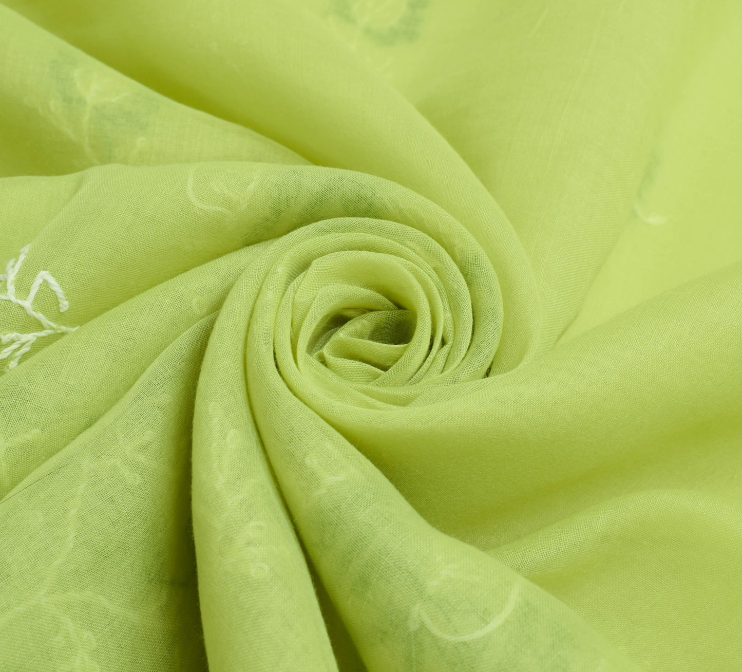 Sushila Vintage Green Cotton Saree Hand Embroidered Paisley Indian Sari Fabric