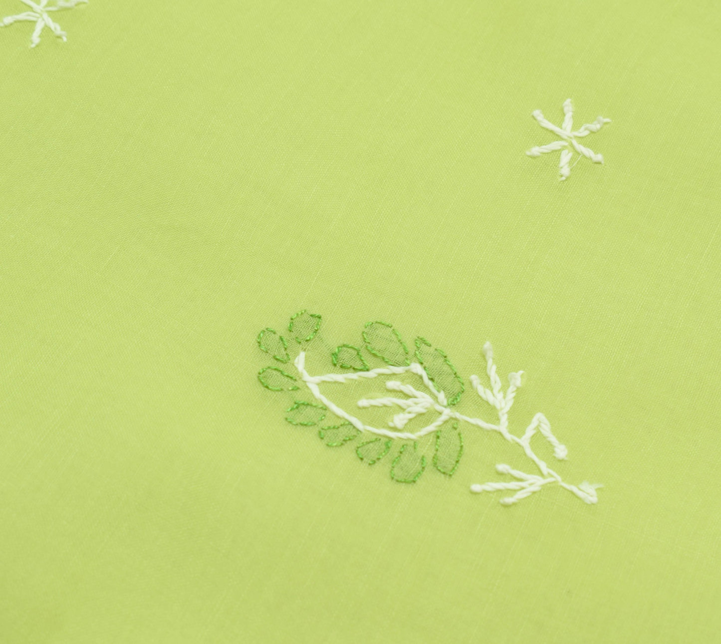 Sushila Vintage Green Cotton Saree Hand Embroidered Paisley Indian Sari Fabric