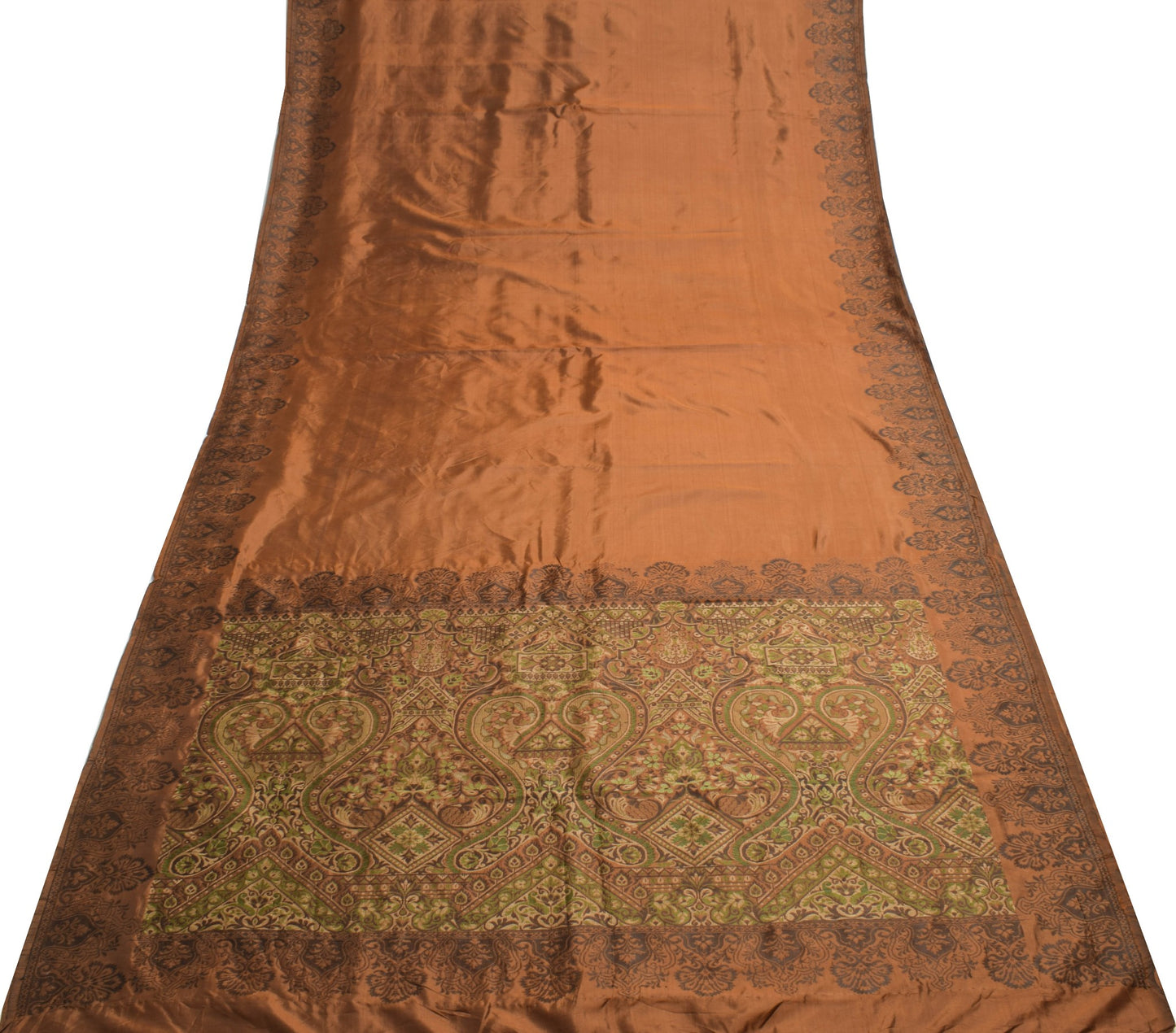 Sushila Vintage Brown 100% Pure Silk Saree Woven Classic Traditional Sari Fabric