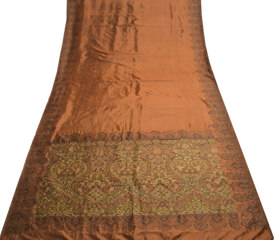 Sushila Vintage Brown 100% Pure Silk Saree Woven Classic Traditional Sari Fabric