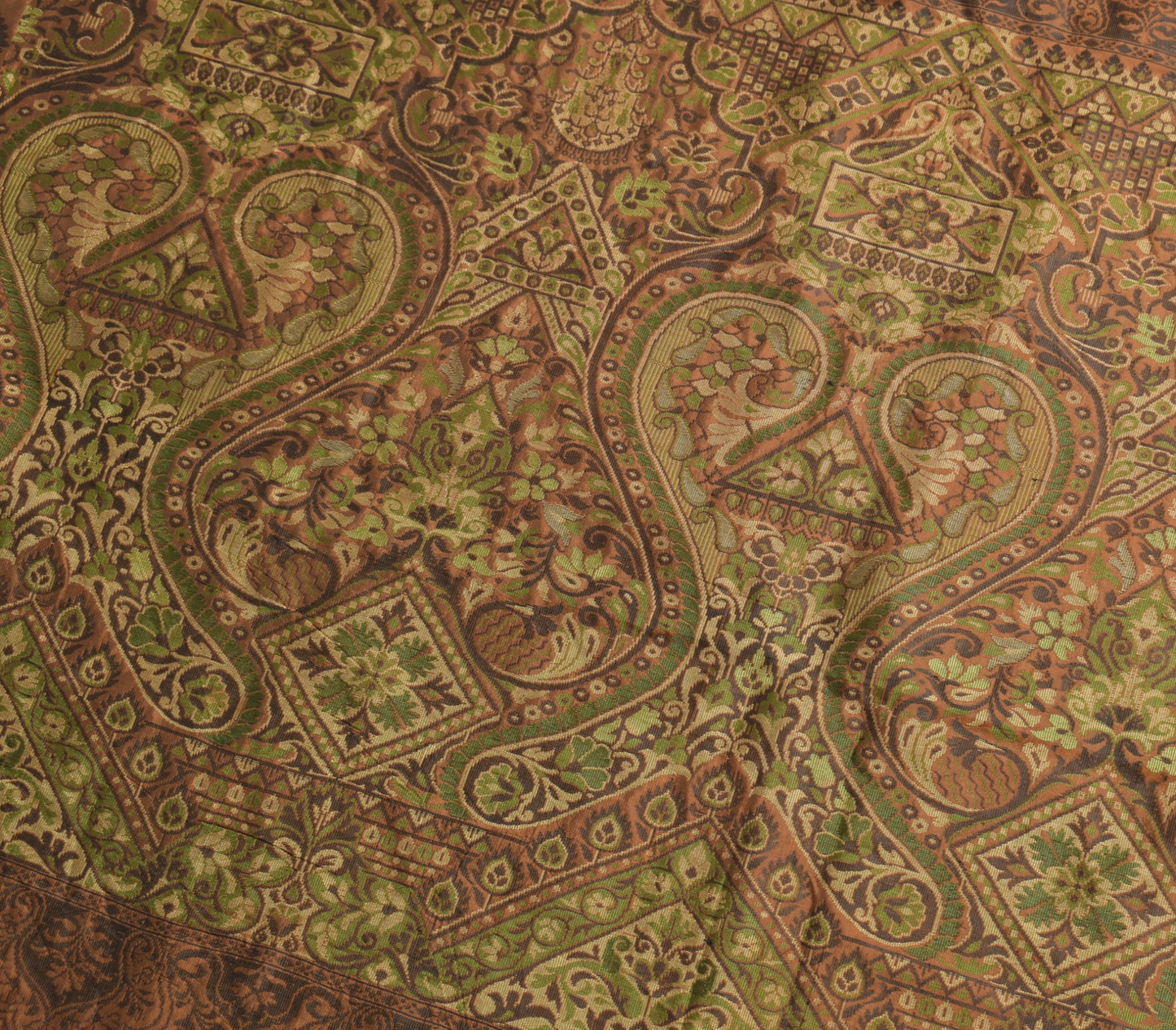 Sushila Vintage Brown 100% Pure Silk Saree Woven Classic Traditional Sari Fabric