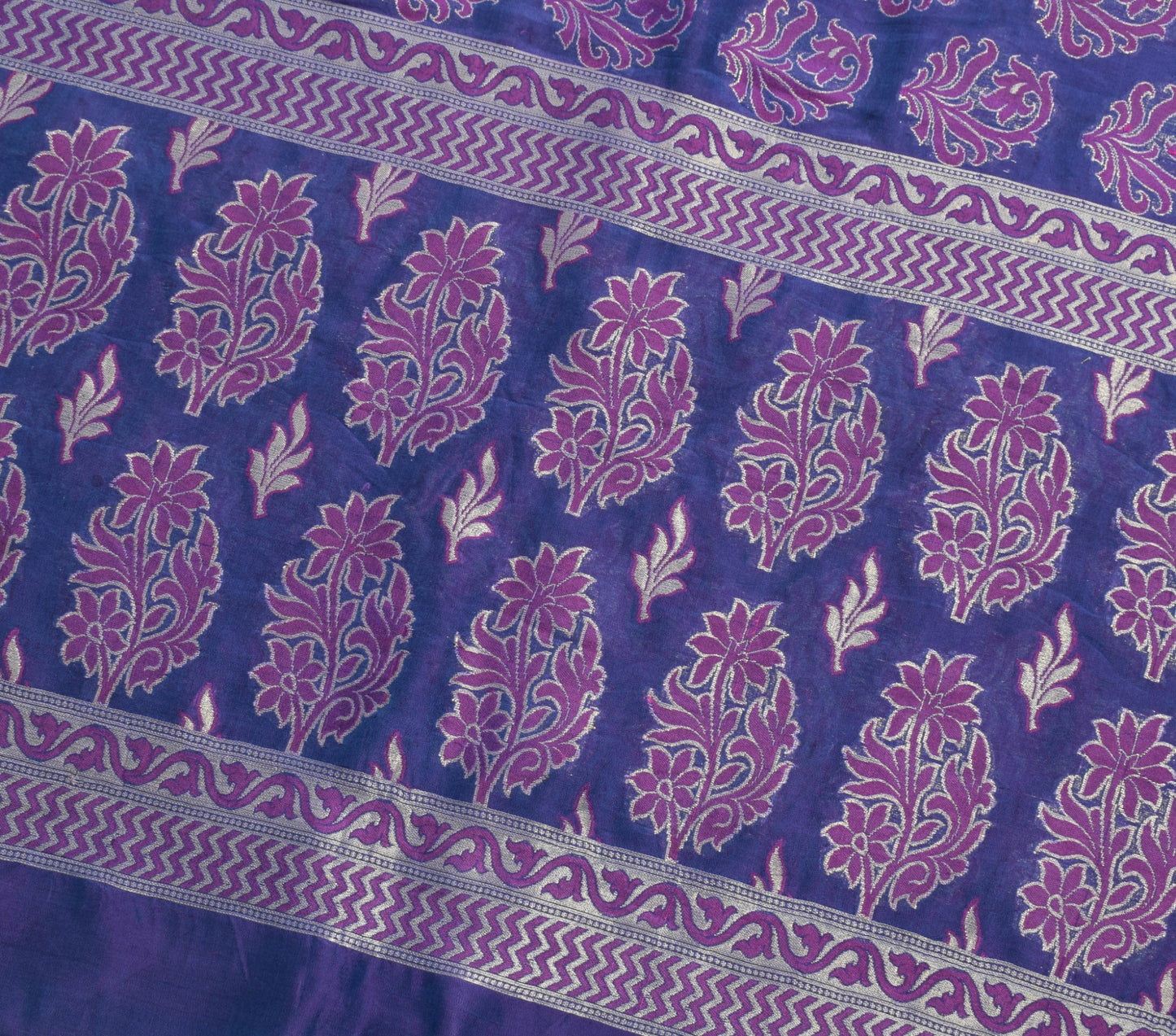 Sushila Vintage Blue Party Wear Saree 100% Pure Silk All Over Woven Sari Fabric