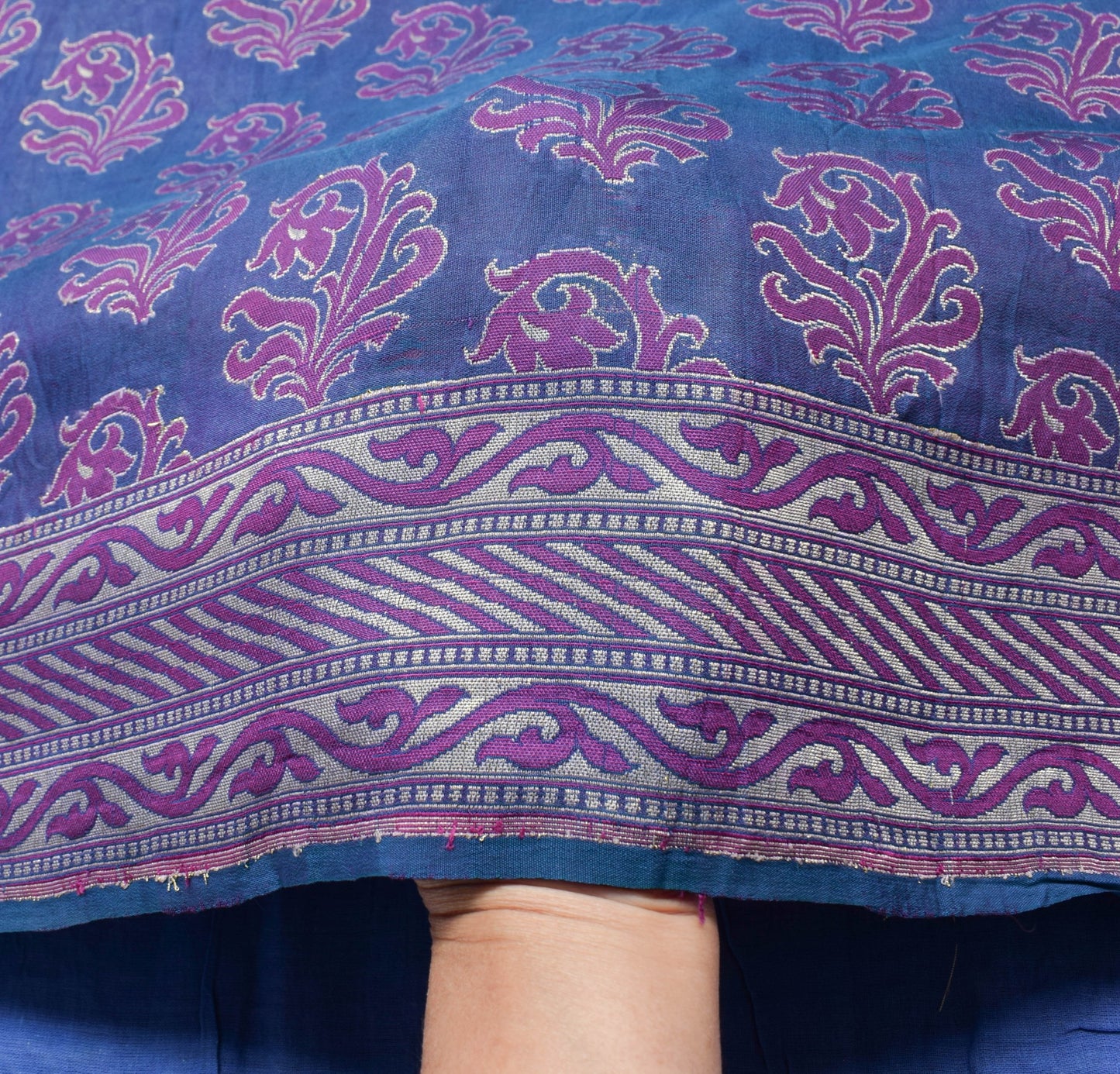 Sushila Vintage Blue Party Wear Saree 100% Pure Silk All Over Woven Sari Fabric