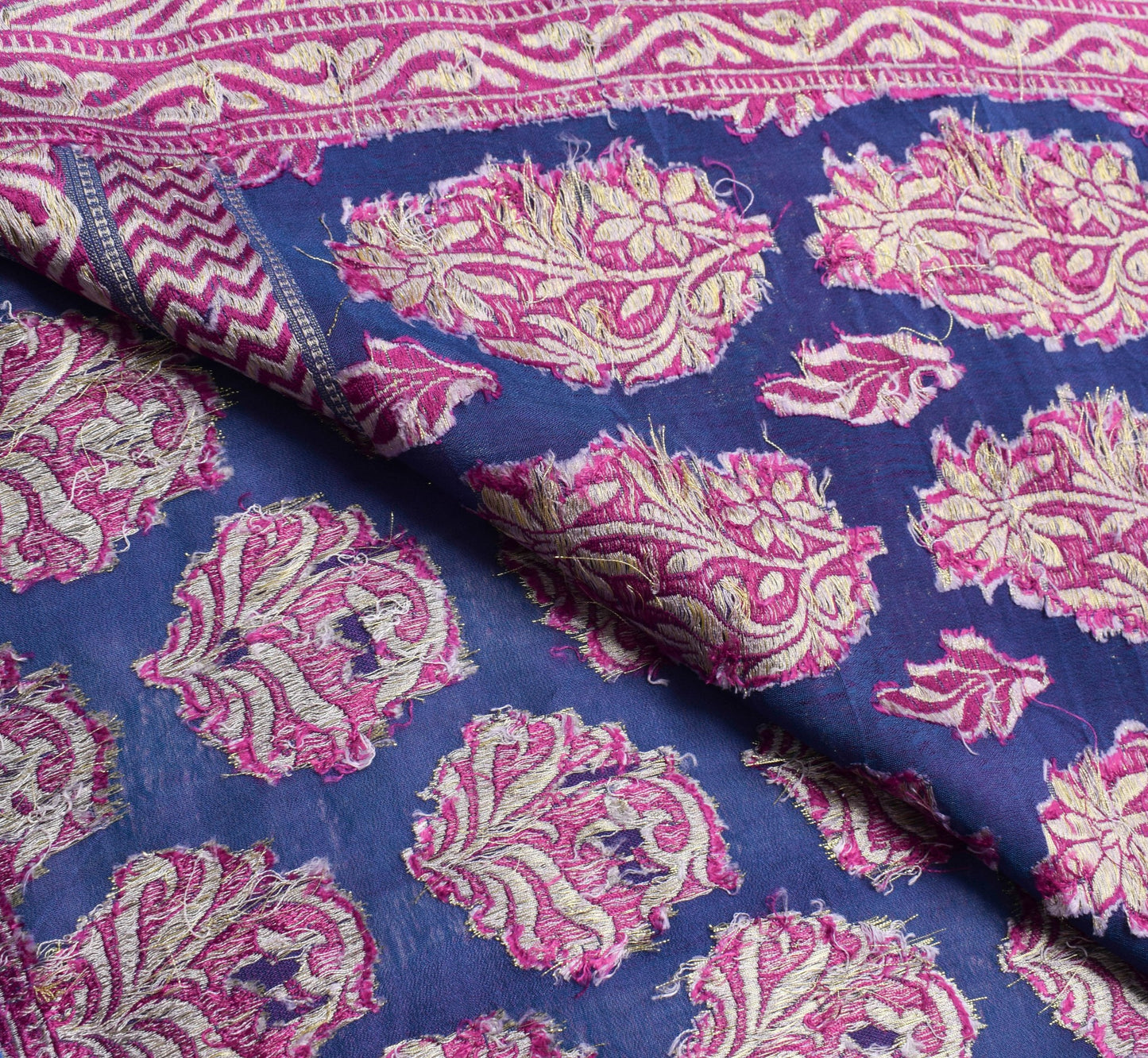 Sushila Vintage Blue Party Wear Saree 100% Pure Silk All Over Woven Sari Fabric
