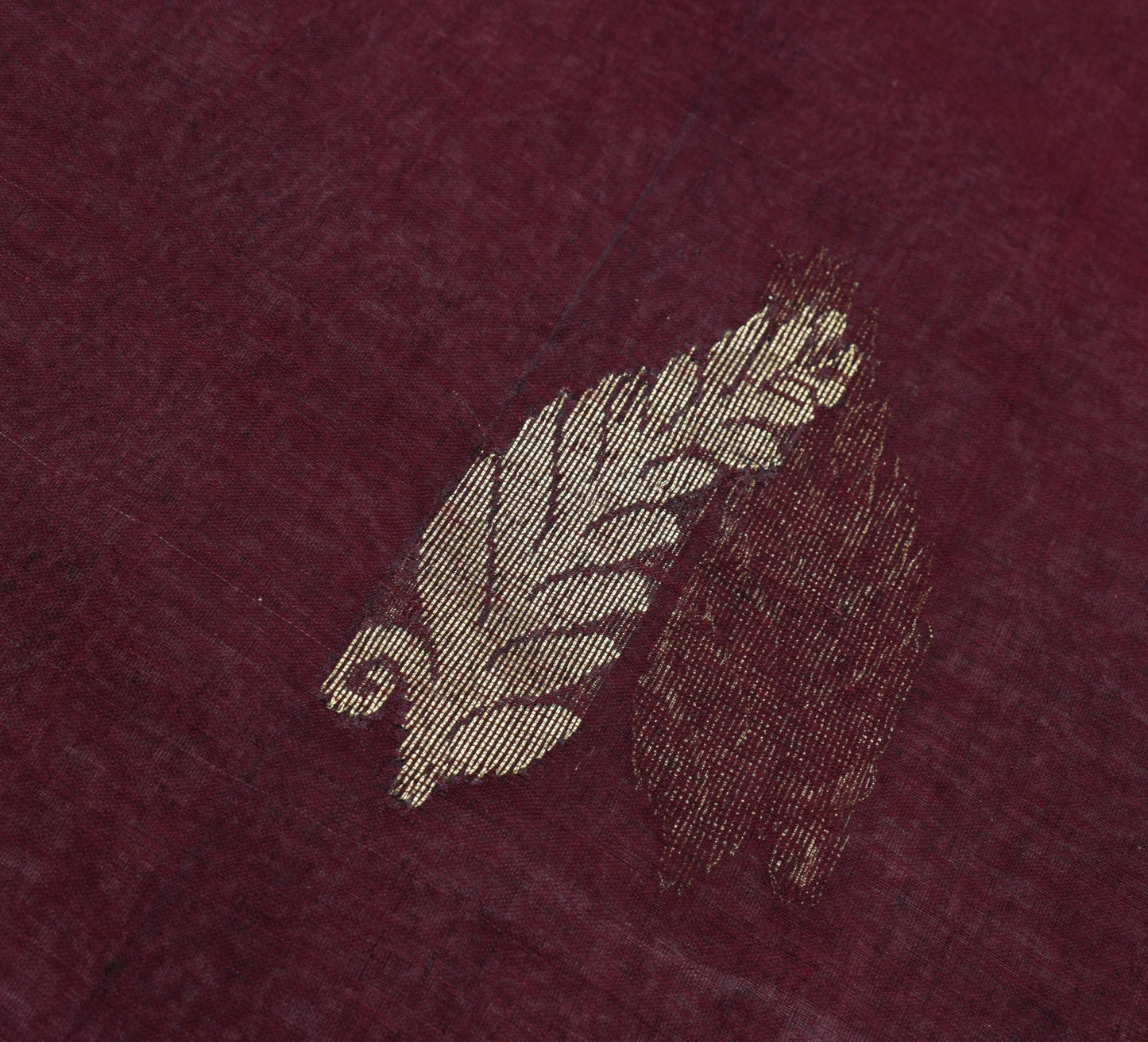 Sushila Vintage Maroon Saree with Broad Brocade Border Pure Cotton Sari Fabric