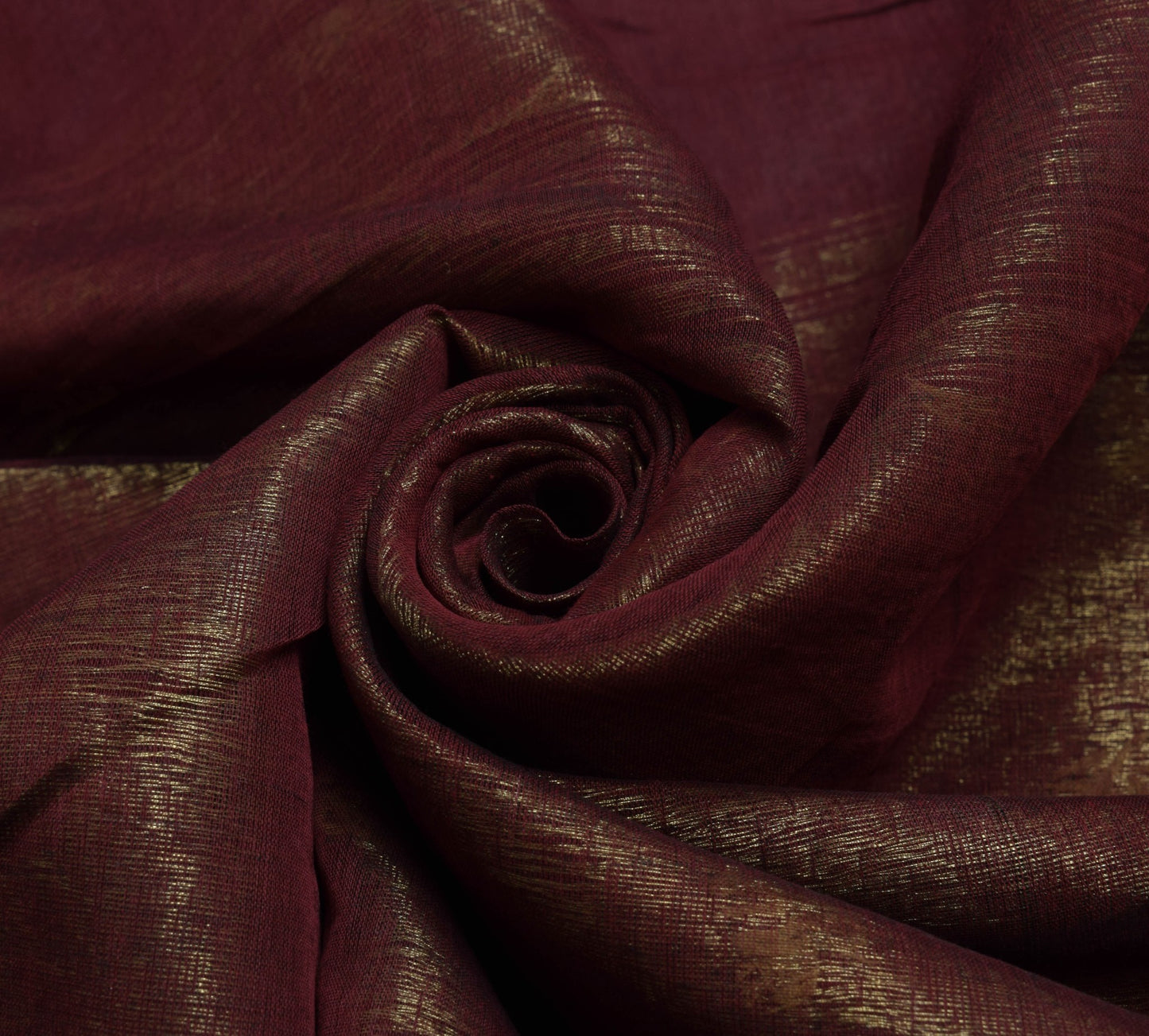 Sushila Vintage Maroon Saree with Broad Brocade Border Pure Cotton Sari Fabric