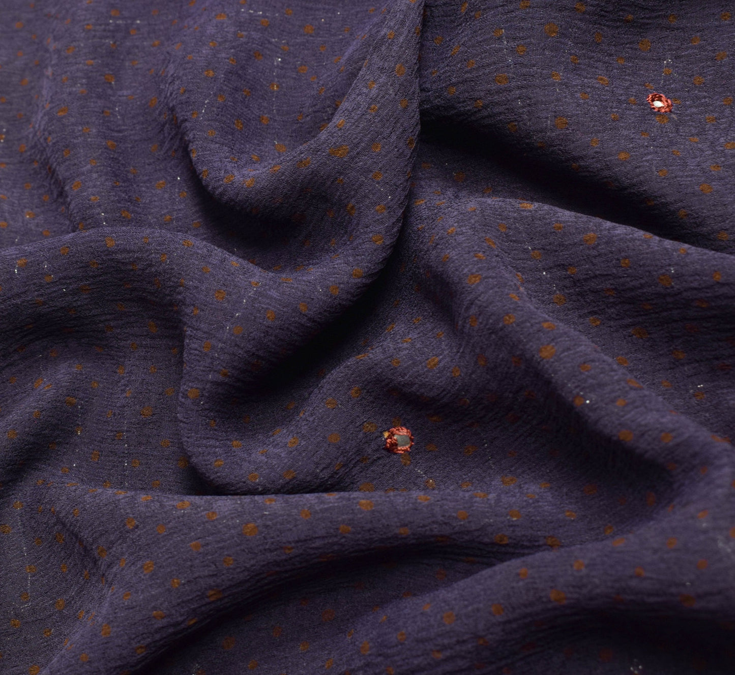 Sushila Vintage Purple Aari Work Saree 100%Pure Georgette Silk Sari Craft Fabric