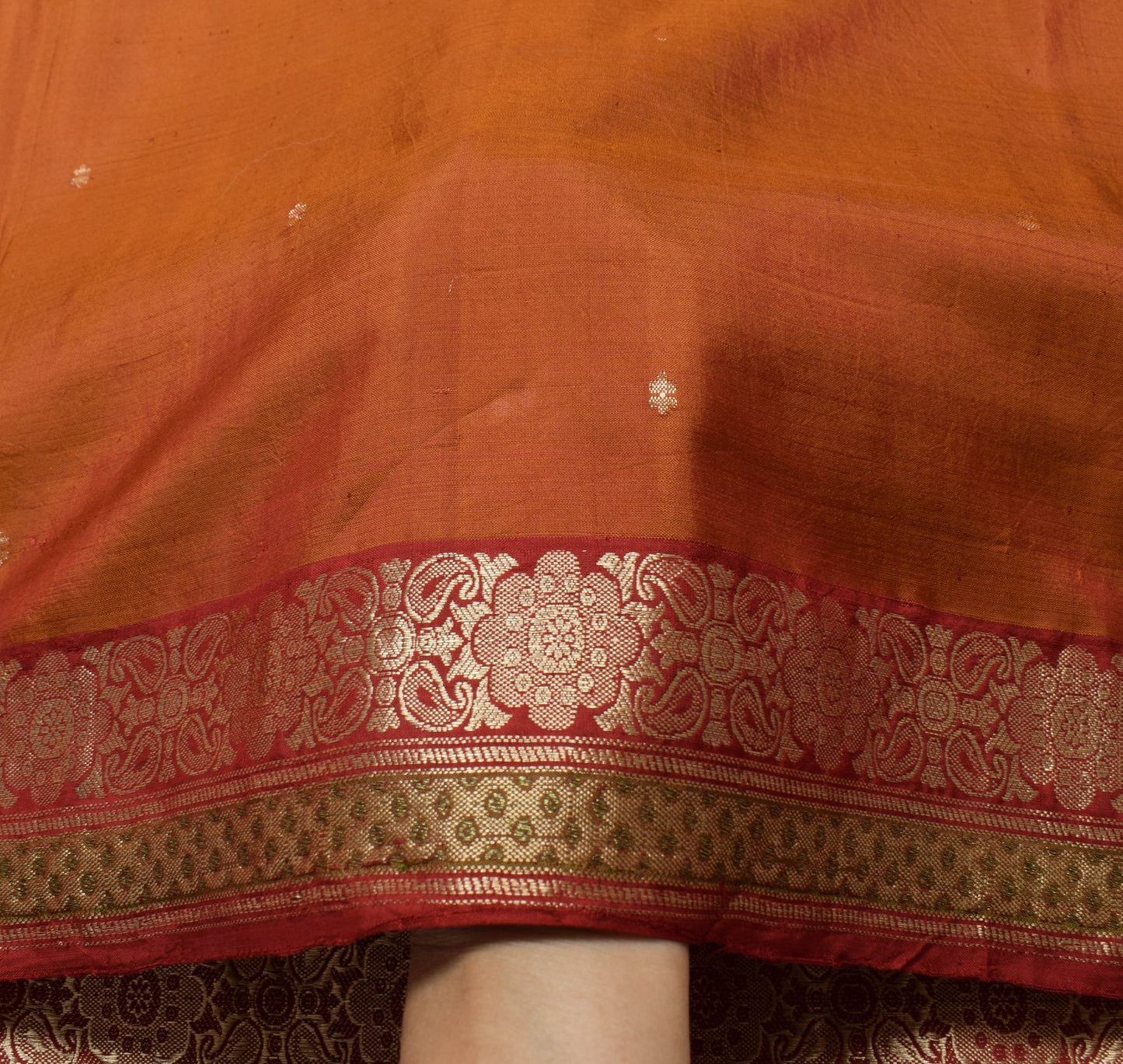 Sushila Vintage Rust Maroon Dual Tone Saree 100%Pure Silk Woven Soft Sari Fabric