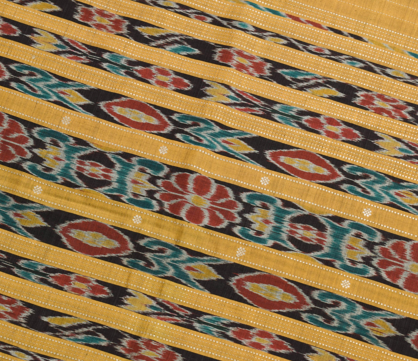 Sushila Vintage Pure Cotton Brown Saree Hand Woven Ikat Patola Sari Craft Fabric