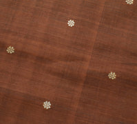Sushila Vintage Pure Cotton Brown Saree Hand Woven Ikat Patola Sari Craft Fabric